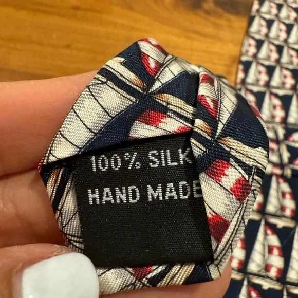 Christian Pelini Mens Tie Silk Necktie 59 Long 4 Wide Sailboats. D - Picture 4 of 4